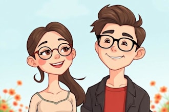 draw cartoon couple portrait