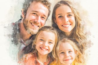 create a watercolor family portrait