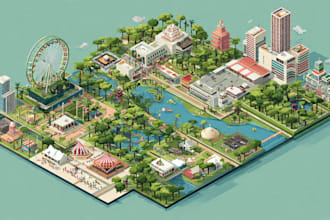 design unique flat vector map illustration, festival, event, city isometric map