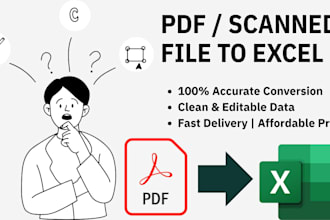 convert PDF files to excel, clean data, and convert scanned files into editable