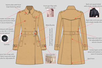 design fashion technical tech pack and flat sketch