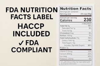 create fda nutrition facts labels and haccp plans for approval