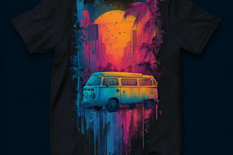 create retro water color design for tshirt merch