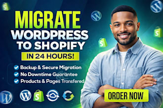 setup migrate backup transfer restore move wordpress to shopify in 24hours