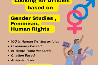 write research based articles on gender studies and feminism