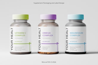 design supplement product packaging box and label