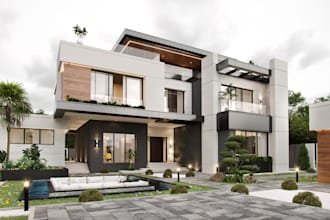 remodel abandon building,dwg to 3d exterior,cgi image, outdoor lighting, rooftop