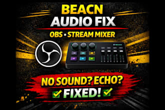 fix and setup beacn studio, obs audio routing and stream sound