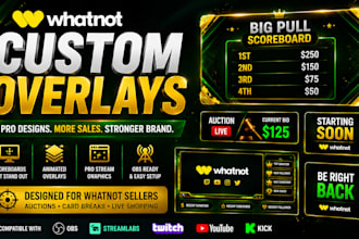 design custom whatnot overlays for obs auction and card break sellers