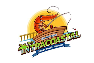 make hot spot intra coastal food brand logo with beach club