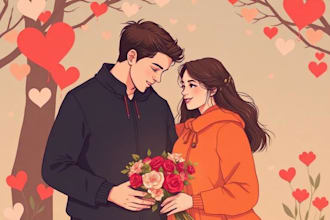 illustrate a romantic family couple portrait