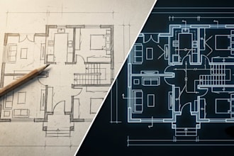convert pdf to autocad or sketch, image drawing to autocad 2d floor plan dwg