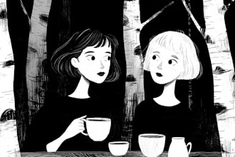 draw simple black and white illustration