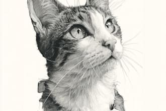 custom pet portrait, dog portrait, cat portrait drawing
