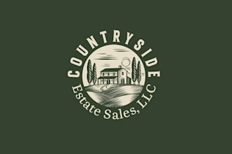 design rustic countryside estate sale company logo