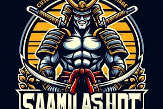 vintage retro samurai warrior logo with t shirt design