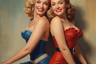 draw a pin up girl and pin up girl character art