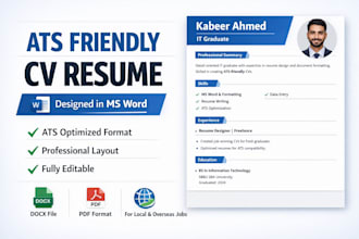 design a professional ats friendly CV resume