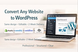 convert clone shopify weebly webflow squarespace site to wordpress