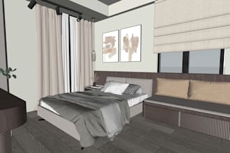 create detail interior 3d design in sketchup and rendering