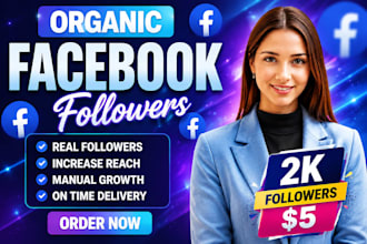 professionally grow your facebook account followers not bot
