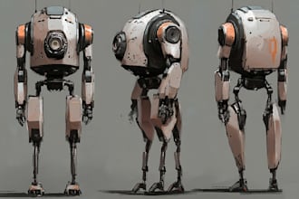 draw amazing character mecha robot illustration