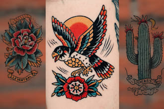 draw traditional or neo traditional tattoo style design