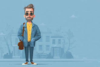 draw a vector 2d character, cartoon character