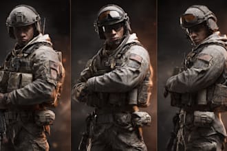 draw 2d game art military character design