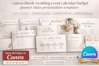 canva ebook wedding event calendar budget planner slides presentation templates