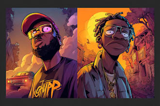 drawing cartoon album cover or mixtape cover, artwork