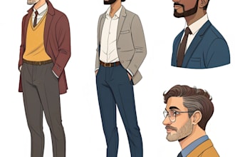 draw character sheet male characters
