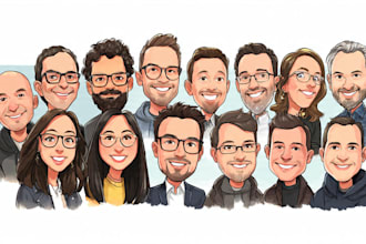 draw group cartoon, caricature based on your photo