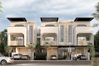 buildup 3d modern resident villa,townhouses exterior,interior design, cgi render