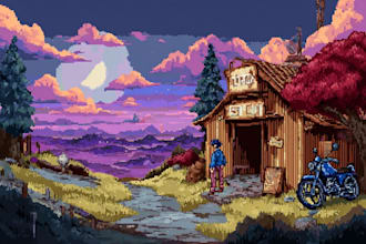 create a pixel art wallpaper or background