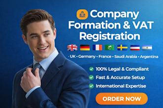 handle company formation and vat in UK, eu and saudi arabia