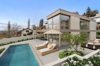 render3d virtual staging,outdoor living space,luxury exterior design,paved patio
