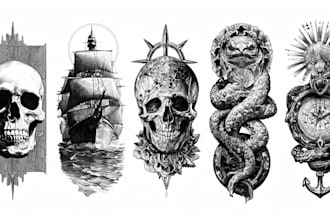 make a realistic black and white tattoo design for you