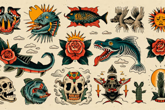 create awesome old school tattoo style design