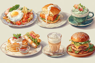 draw food and drink vector illustrations from photos