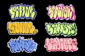 make graffiti throw up of your name for logo