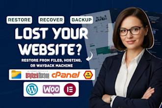 restore, recover your lost website from files, hosting, or wayback machine