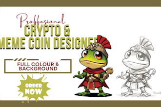 draw cartoon illustrations, meme coin art, with background