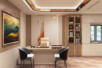 design modern office and apartment interior with 3d render