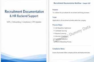 manage recruitment documentation and backend HR support