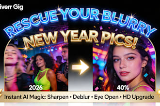 enhance, unblur and retouch your new year party photos
