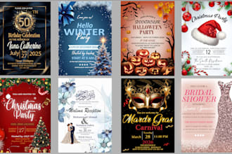 design invitation cards for wedding , birthday ,party