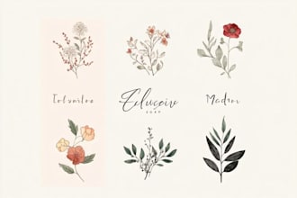 design hand drawn minimalist feminine boho botanical logo