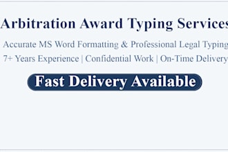 do arbitration award typing and professional ms word formatting