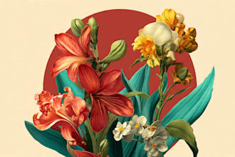 draw botanical illustration flower, plant, and logo design